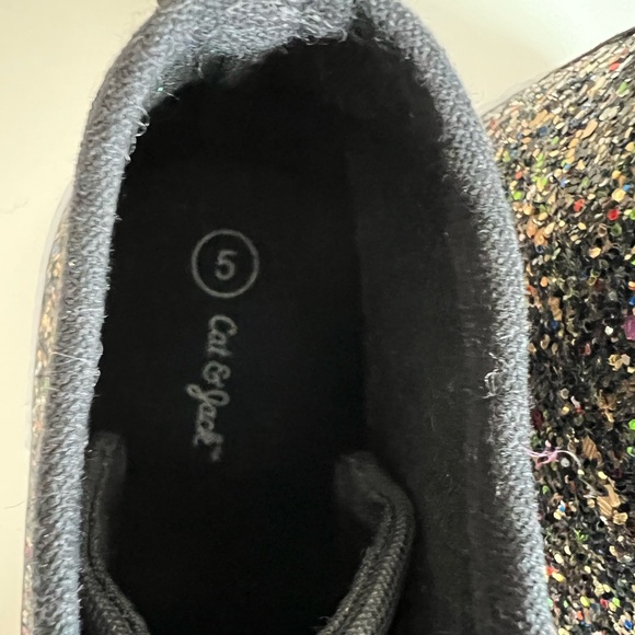 EUC Cat and Jack glitter high tops sz 5 black laces multi-colored glitter TARGET - Picture 3 of 15